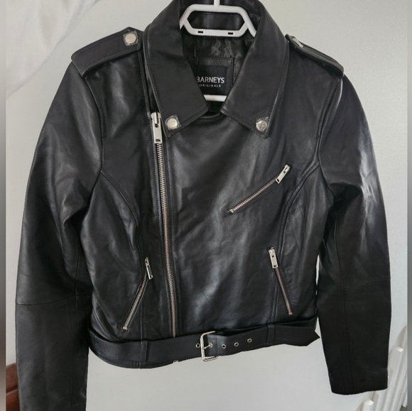 Barney's Originals real leather moto jacket NWT size 6 - Picture 2 of 5